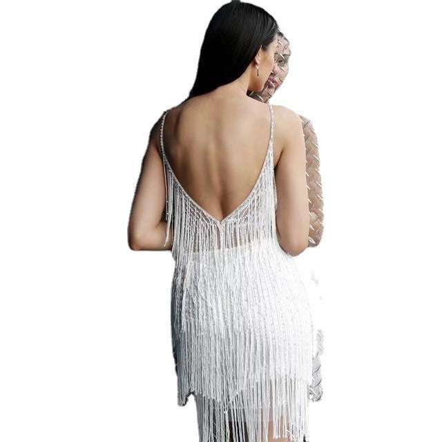 Low-cut V-neck Fashion Fringe Dress