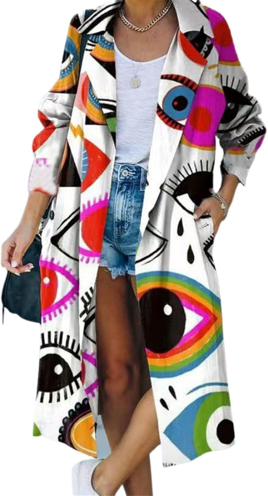 Big Eyes Long Coat Windbreaker