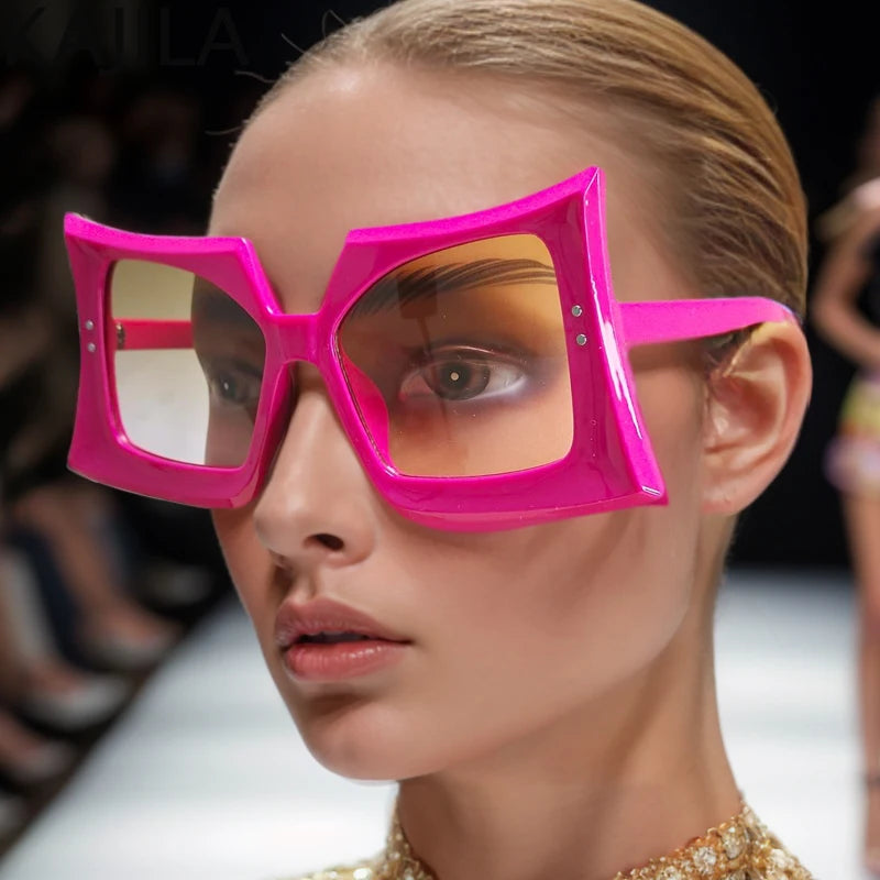 Oversized Square Sunglasses Trendy Candy Colors 