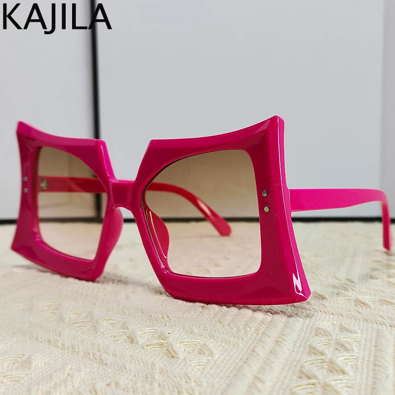 Oversized Square Sunglasses Trendy Candy Colors 